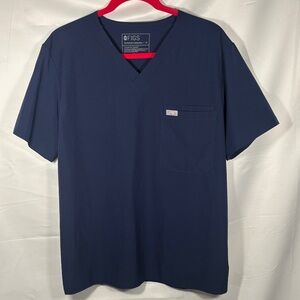 Figs Top Navy Blue V-Neck Shirt